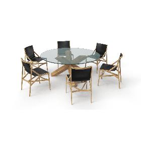 3D Cassina Dining Table Chair Set Oak Glass - PBR